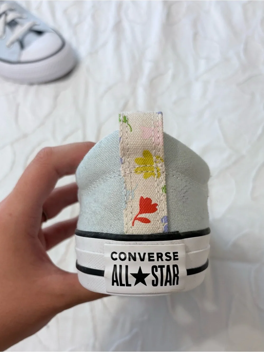 Never worn Light Blue low top converse